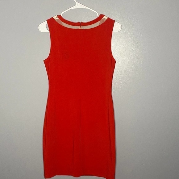 aqua Dresses Red Body Con Dress with mesh detail Size 6 - Picture 7 of 7